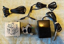 Coil Tattoo Machine Kit Complete Set up Power Supply Foot Pedal CLIP Cord Tested