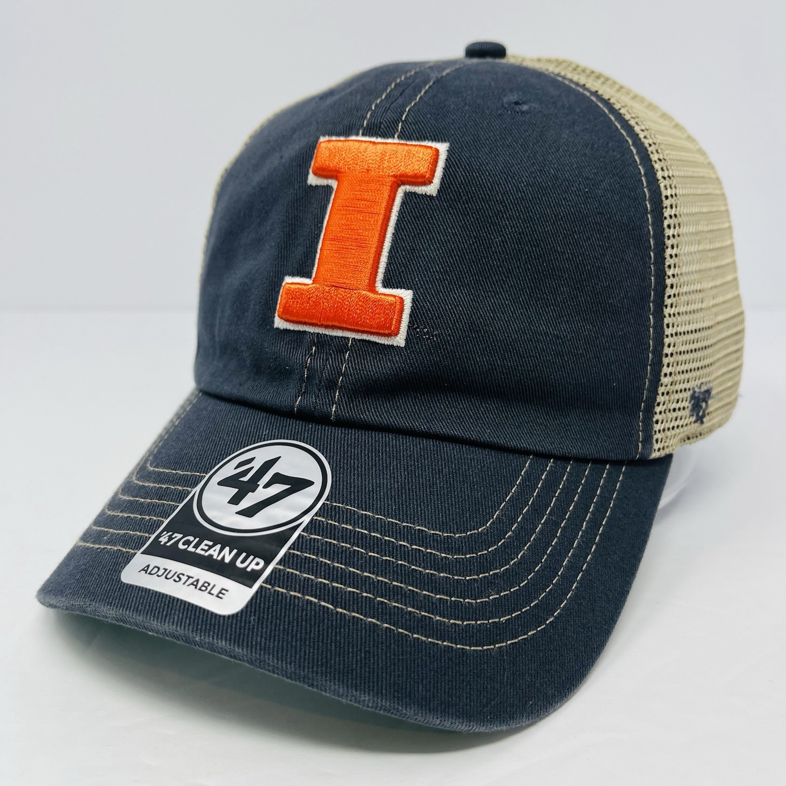 ‘47 Brand NCAA Illinois Fighting Illini Mens Clean Up Hat Cap Snapback Trucker
