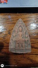 Thai Buddhist Clay Amulet – Seated Buddha Votive Tablet – Estate Find