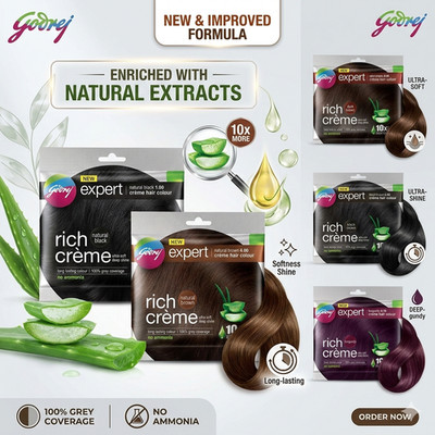 Godrej Expert Rich Crème Hair Color, No Ammonia, Long Lasting Cream Dye,