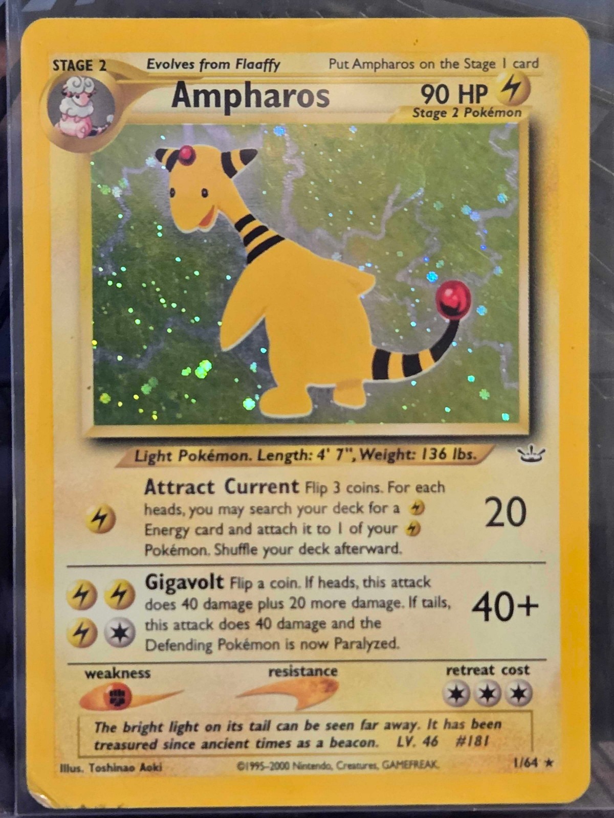 2001 POKEMON NEO REVELATION #1/64 AMPHAROS HOLO 1/64