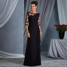 Elegant Mermaid Mother Of The Bride Dresses Long Sleeves Applique Evening Gowns