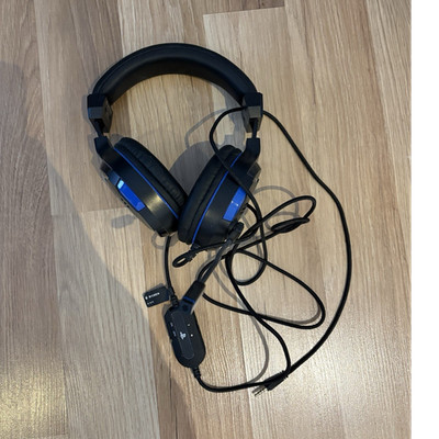 Bigben Interactive V3i Gaming-Headset PS4, Schwarz/Blau, 3,5mm, Lautstärkeregler