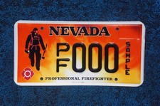 Nevada PROFESSIONAL FIREFIGHTER License Plate Fireman Fire Sample Embossed