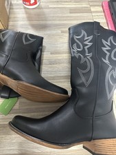 Women  s Black Western Cowboy Boots Mid Calf Embroidered Block Heel New