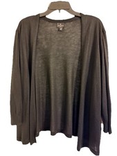 Worthington Cardigan Light Sweater Women's Plus 0X Black Open Front