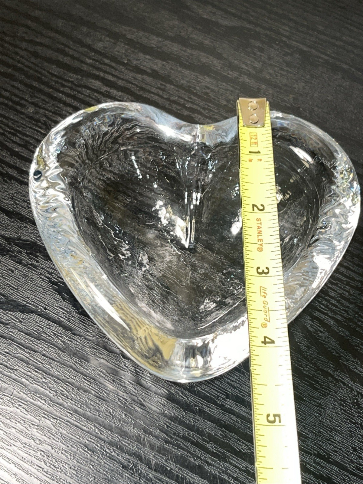 Simon Pearce Highgate Heart Shaped Glass Trinket Dish Bowl Artist Signed 5" Tag