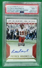 2018 Playoff Patrick Mahomes Game Day Signatures 4th Down 1/10 - PSA 9