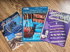 3 books: Beginner's Guide to Hemp Jewelry, Hemp Happy Jewelry, It's Knot Hard