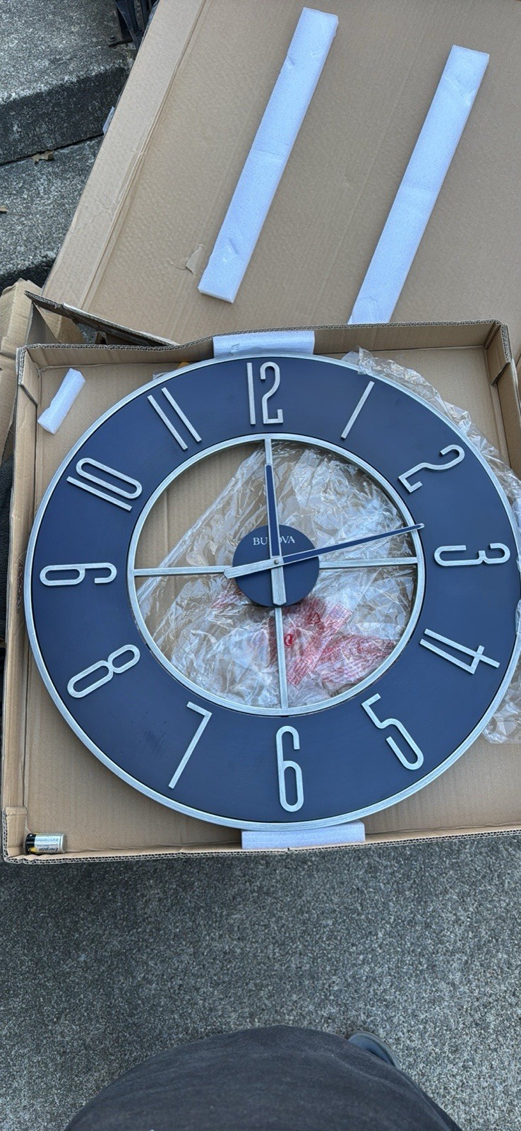 Bulova Blue Steel Oversize Wall Clock |Model C4809, 27" Diam
