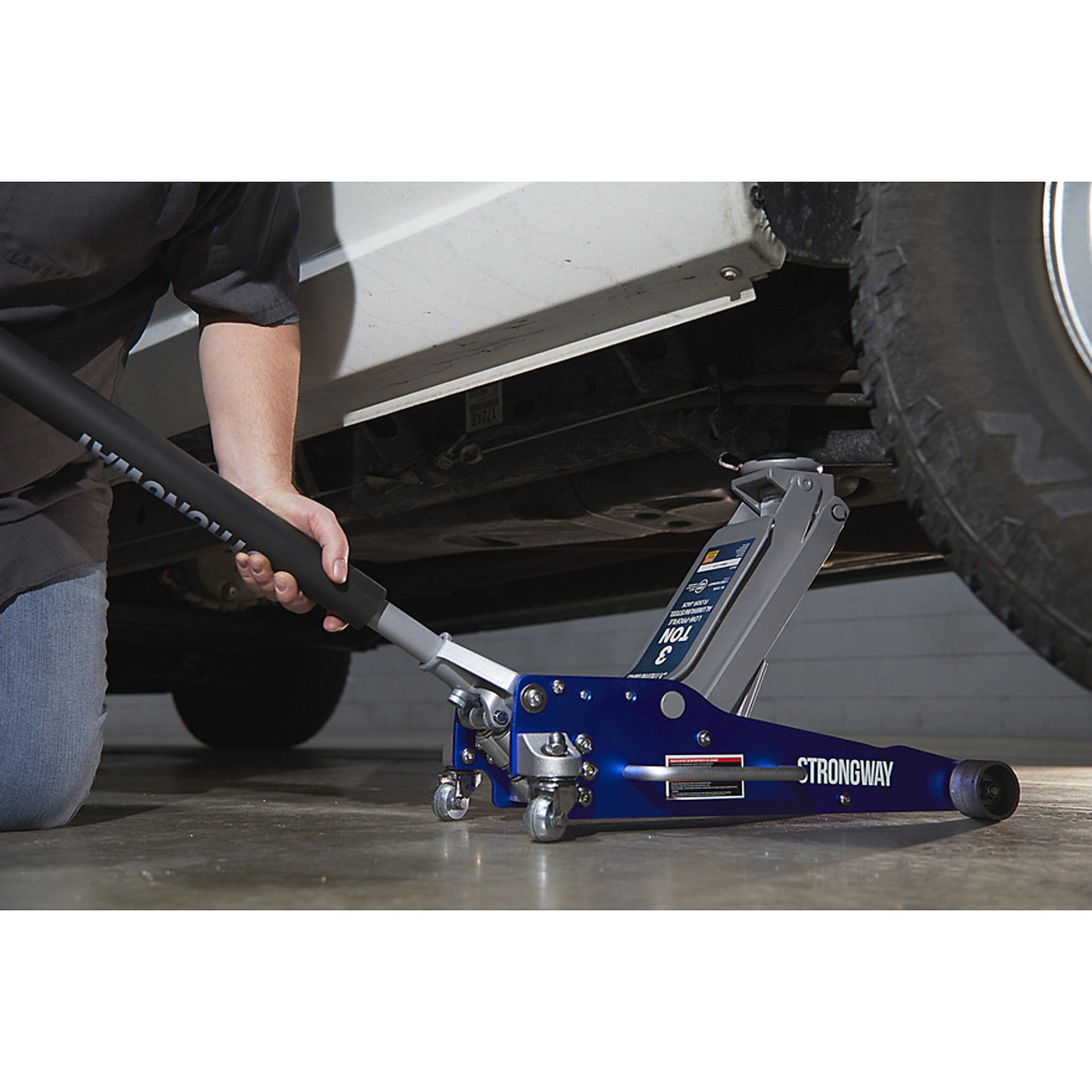 Strongway Low-Profile Aluminum/Steel Floor Jack, 3-Ton Capacity