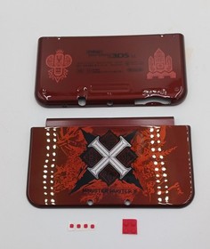 New Nintendo 3ds Xl LL Monster Hunter X Replacement Outside Shells+Rubbers+Label