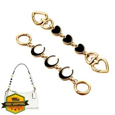 AyMcxDayRuf Purse Strap Extenders 2pc, Moon Heart Gold Chain Charms