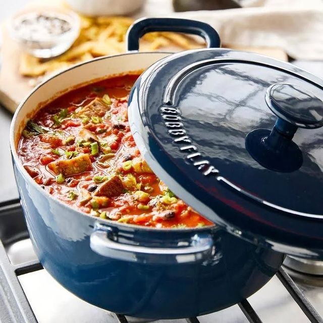 Bobby Flay 5.5qt Cast Enamel Dutch Oven Oxford Blue