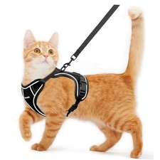 Cat Harness and Leash for Walking Escape Proof Soft Adjustable S 7-12lb Black