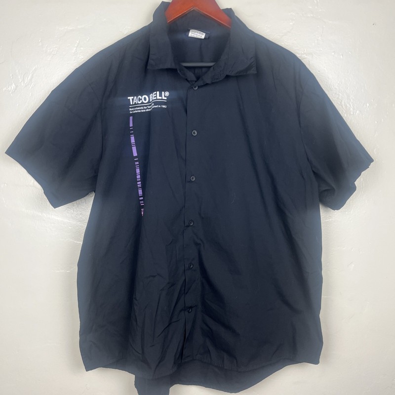 Taco Bell Unisex Manager XL Short Sleeve Button Up Shirt Black TBN2013BK