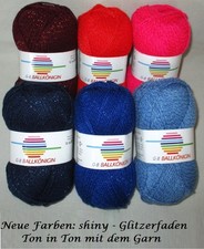 (37€/kg) 50 gr BALLKÖNIGIN und Ballkönigin shiny von G-B Effektgarn mit Lurex