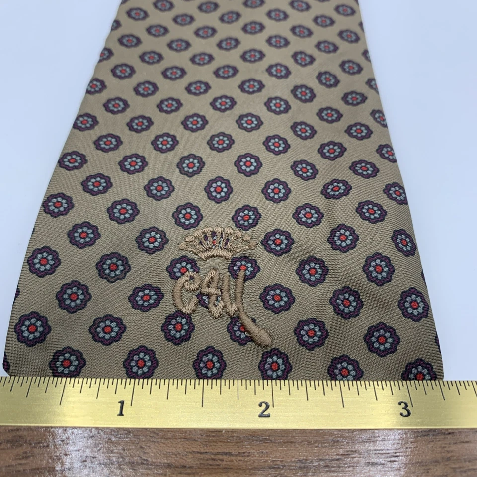 "Corbata Condesa Mara Bordada Logo Marrón Flor Medallón Patrón 55 X 3.25""" Foto 3 de 4