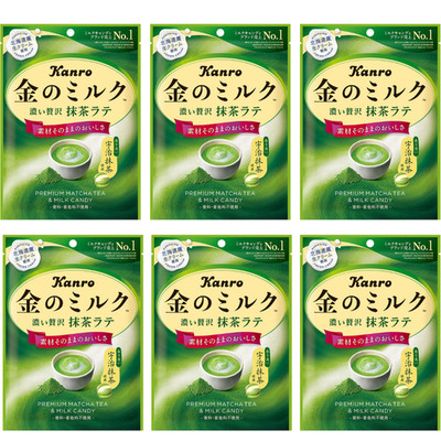 Kanro Matcha Latte Grüntee Milchbonbons ''Kin no Milk'' 6er Set Beutel