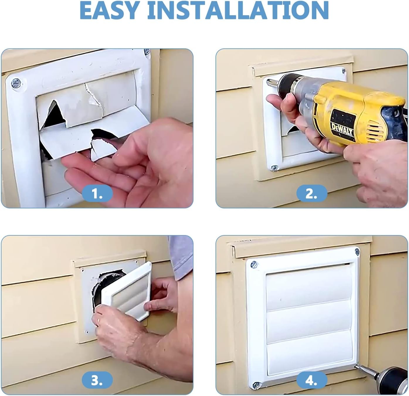 4" Dryer Vent Cover for Exterior Wall Hood Outlet with 4 Inch, White 