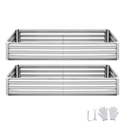 Uimoso 2 Pcs Galvanized Metal Raised Garden Beds 6x3x1ft Rectangular Planter Box