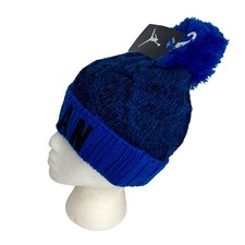 Jordan Cable Knit Winter Beanie Hat Blue Pom Pom Youth Size 8 New