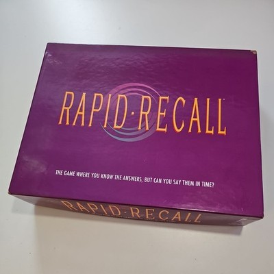 RAPID RECALL Board Game 1993 VINTAGE 100% COMPLETE 4+ Players New OPENED BOX