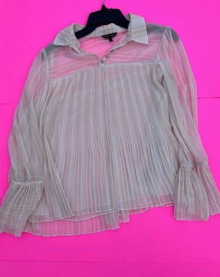 NWOT Massimo Dutti white sheer collared pleated blouse SZM