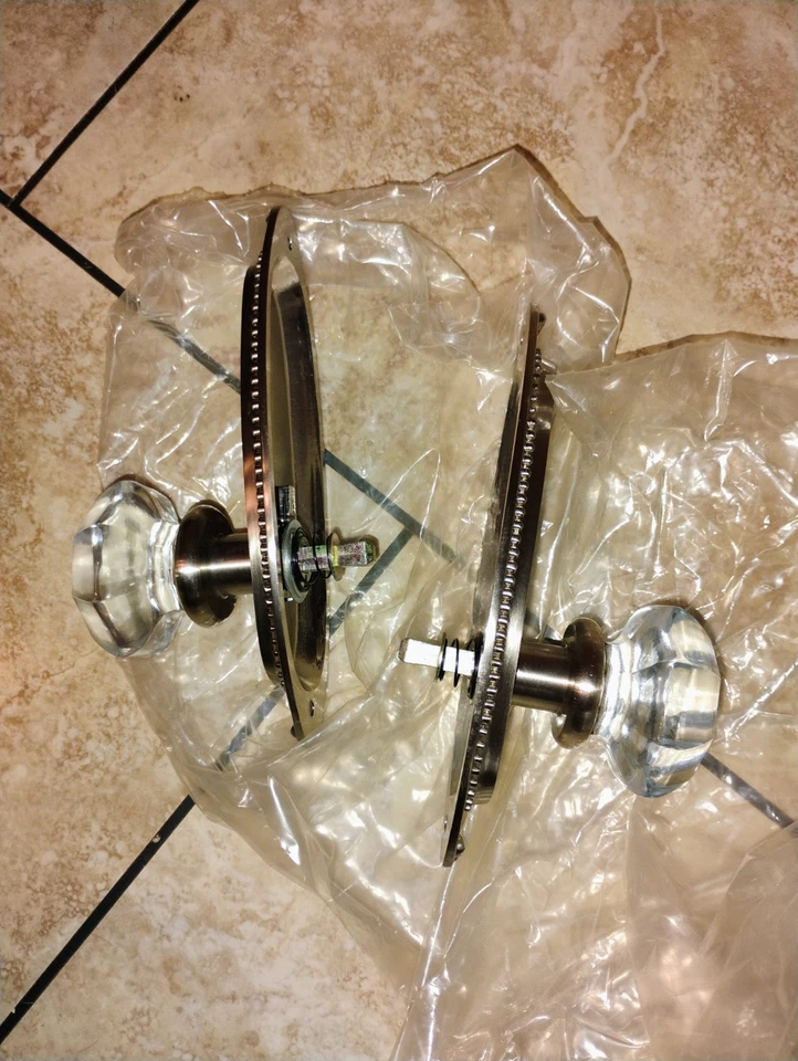 EMTEK Decorative Hardware Glass beaded crystal satin nickel NEW  DOOR HANDLES - Image 2 of 4