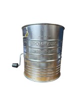 Bromwells Measuring Sifter Vintage Silver Tin 5 Cup Hand Crank Made in USA