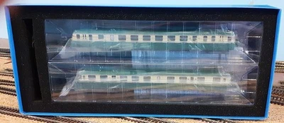 autorail jouef HO RGP2 vert et crème avec remorque neuf coffret d'origine - Photo 1/2