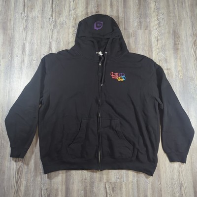 Twitch Con 2018 San Jose Jacket Mens 3XL Black Zip Hooded Gaming Streaming