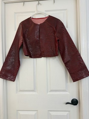 Red Faux Snakeskin Unbrand Crop Jacket XXL Damaged