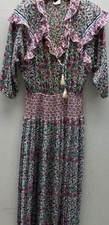 Diane Freis Colorful Floral Flower Striped Sleeve Dress
