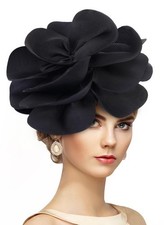 Black Large Flower Fascinators 2026 Rose Cocktail Wedding Headpiece Floral Art