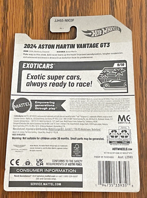 2024 ASTON MARTIN VANTAGE GT3 HOT WHEELS EXOTICARS 9/10 #125 | eBay