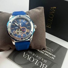 Bulova Marine Star Men’s Automatic Watch Blue Dial Silicone Strap 45 mm---98A282