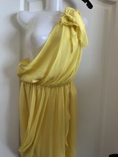 Alice + Olivia Carmen One Shoulder Dtaped Yellow Silk Chiffon Dress Sz XS 