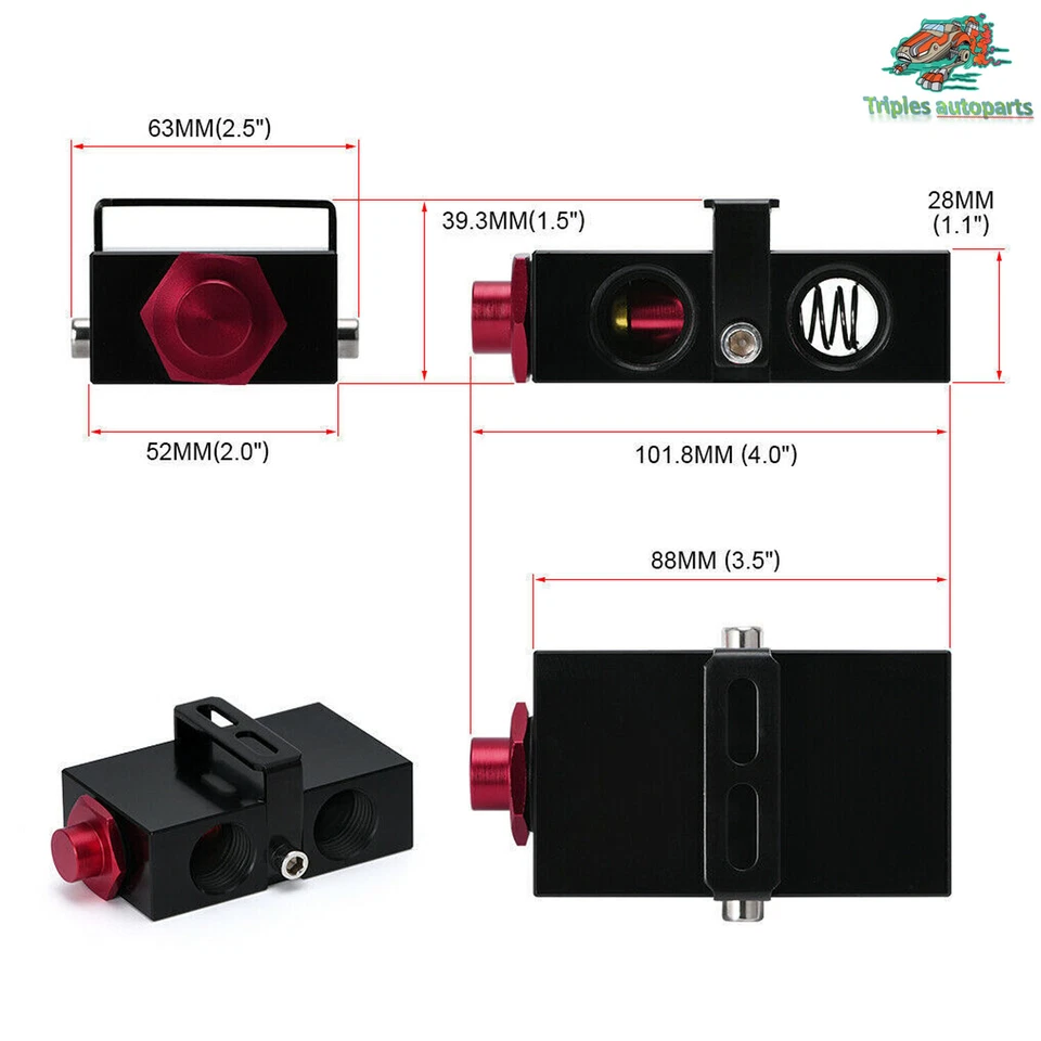 Adaptador de placa sándwich de filtro de aceite Billet con montaje de termostato de aceite en línea AN10 Foto 3 de 4