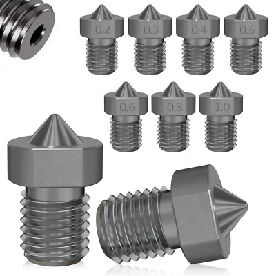 3D Drucker Nozzle GEHÄRTET Stahl passend für V6 E3DV6 Düse 0,4mm 0,2mm - 1,0mm