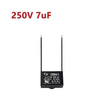 CBB61 7mfd 7uf 250V VAC 50/60Hz Epoxy Resin Sealed Fan Capacitor 2 WIRES