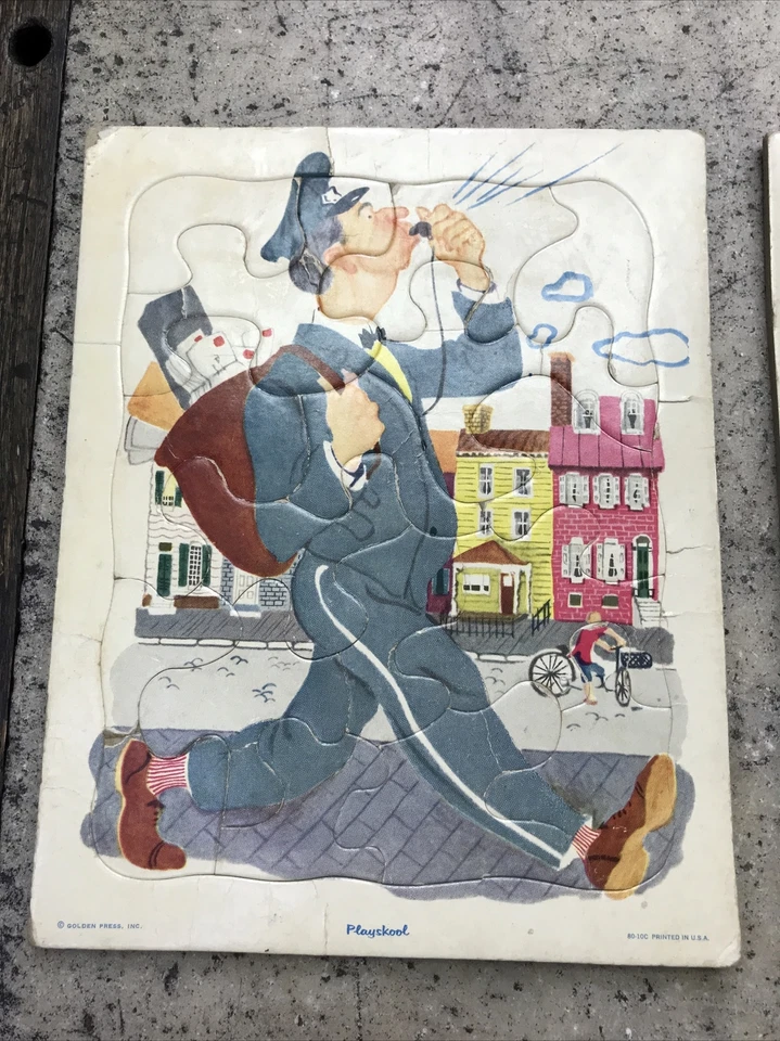 Lote De Colección De 3 Rompecabezas Playskool - Milkman Mailman Escena Escolar EE. UU. Envío Rápido Foto 2 de 4