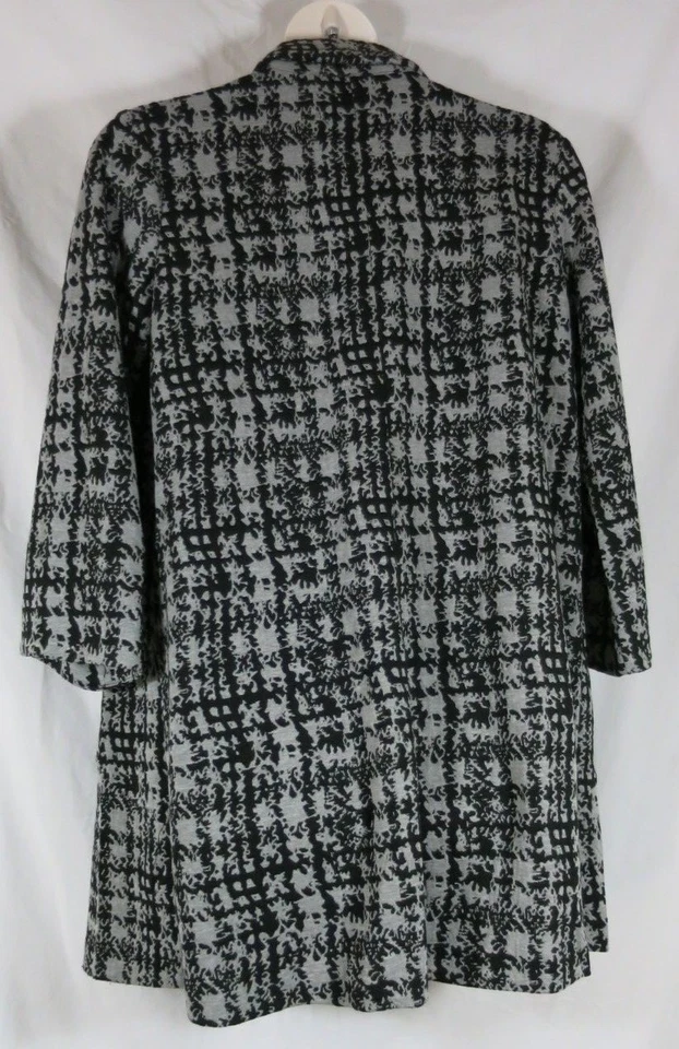 Nomadic Traders Gray Black Jersey Knit Jacket Dbl Breasted Houndstooth Pocket XL - Image 4 of 4