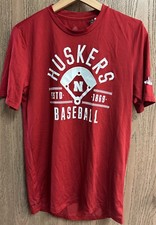 Adidas Mens Haskers Nebraska Baseball Pregame Red T-shirt Size S New