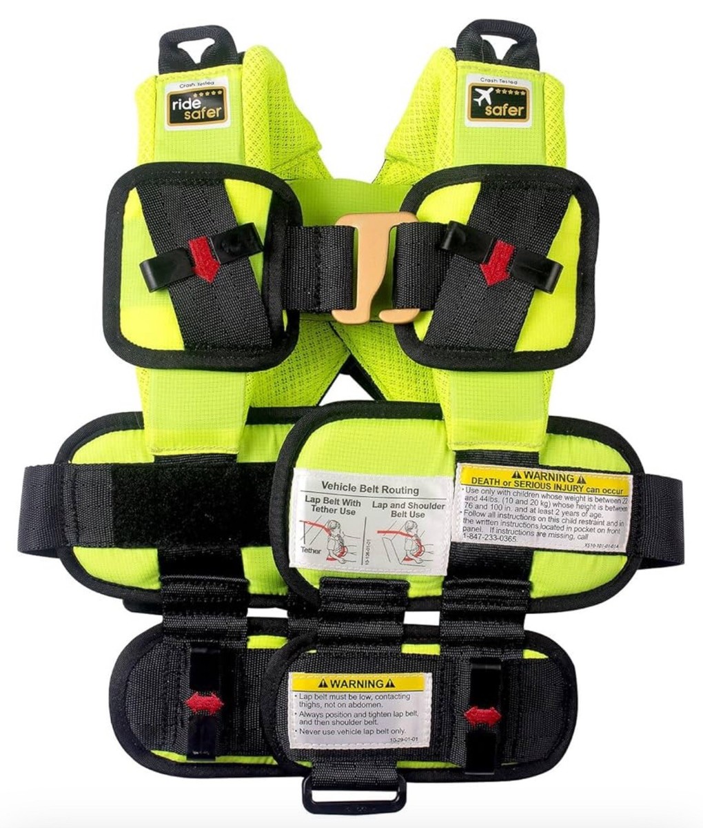 RideSafer Travel Vest w/ Backpack Ride Safer Car Seat Yellow