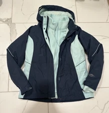 Columbia Women's sz Large Omni-Tech Bugaboo Interchange Jacket Teal Hooded  WP