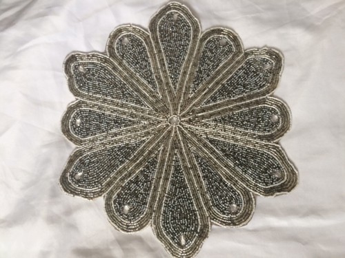 Silver White Flower Beaded Centerpiece 15". Made in India - Picture 10 of 12