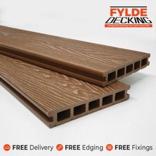 Teak Brown 3.6m Composite WPC Decking Deep - Woodgrain DIY Kit  | FREE Delivery