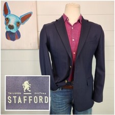 Stafford Executive Mens Blazer Classic Fit Navy Blue Gold Buttlons Size 38R
