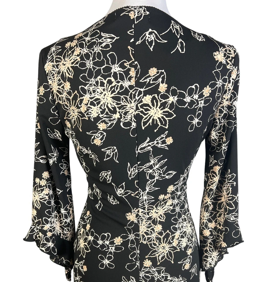 Vestido Vintage Jonathan Martin Floral Manga Campana Talla Mediana Foto 4 de 4